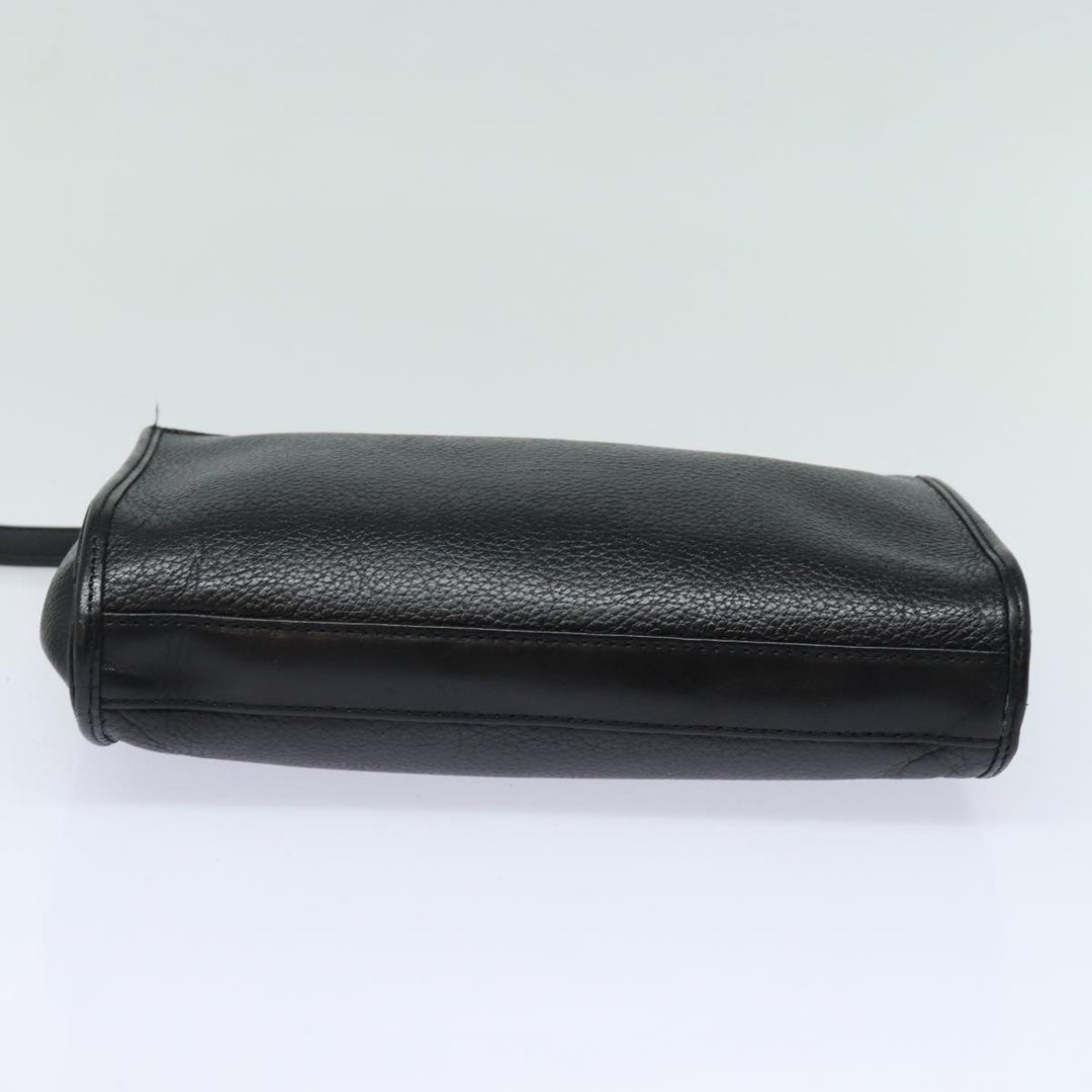 BurberrySs Clutch Bag Leather Black Auth bs15805