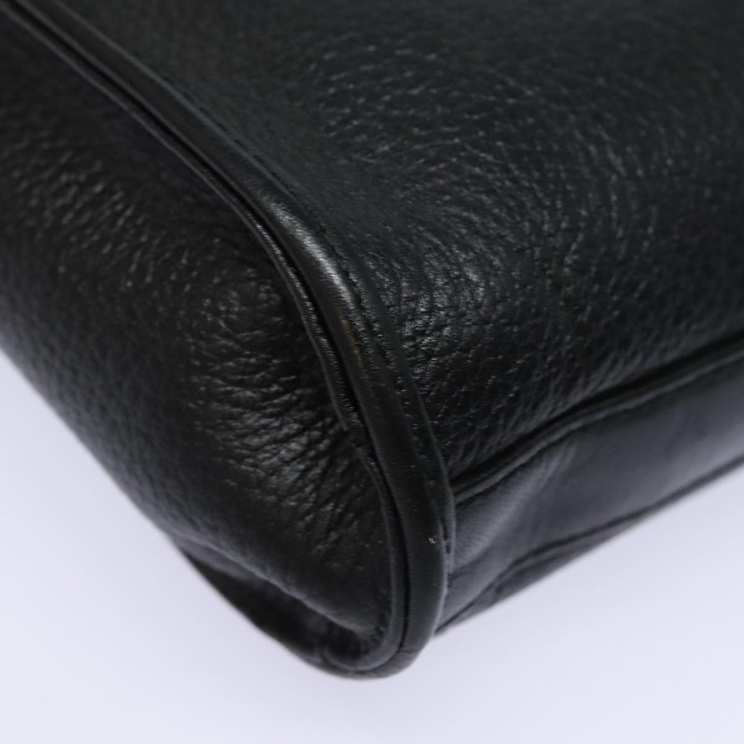 BurberrySs Clutch Bag Leather Black Auth bs15805