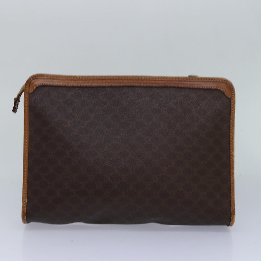 Celine Macadam Canvas Clutch Bag PVC Leather 2Set Brown Auth bs15845