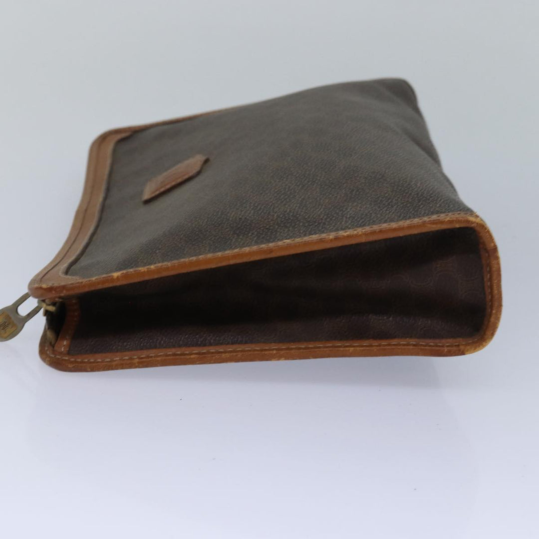 Celine Macadam Canvas Clutch Bag PVC Leather 2Set Brown Auth bs15845