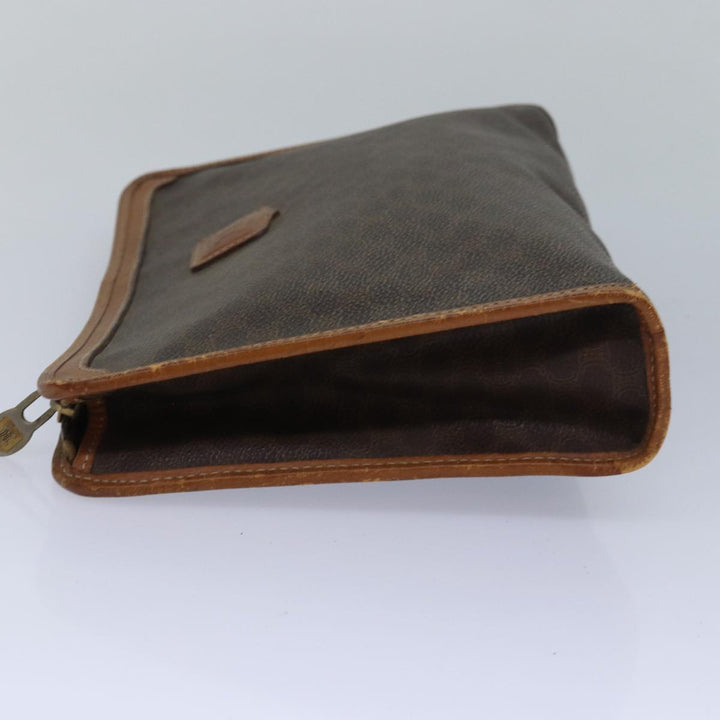 Celine Macadam Canvas Clutch Bag PVC Leather 2Set Brown Auth bs15845