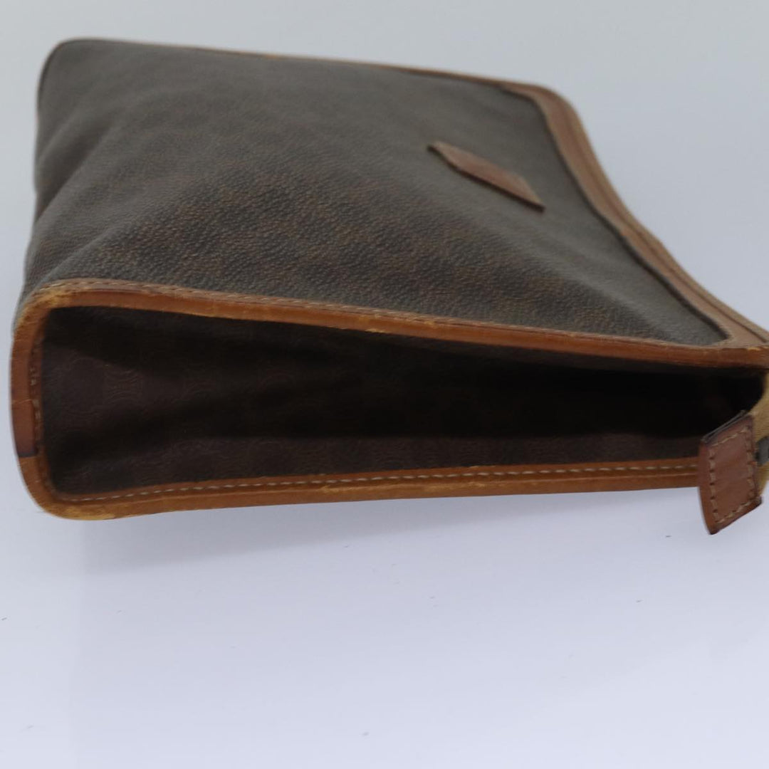 Celine Macadam Canvas Clutch Bag PVC Leather 2Set Brown Auth bs15845