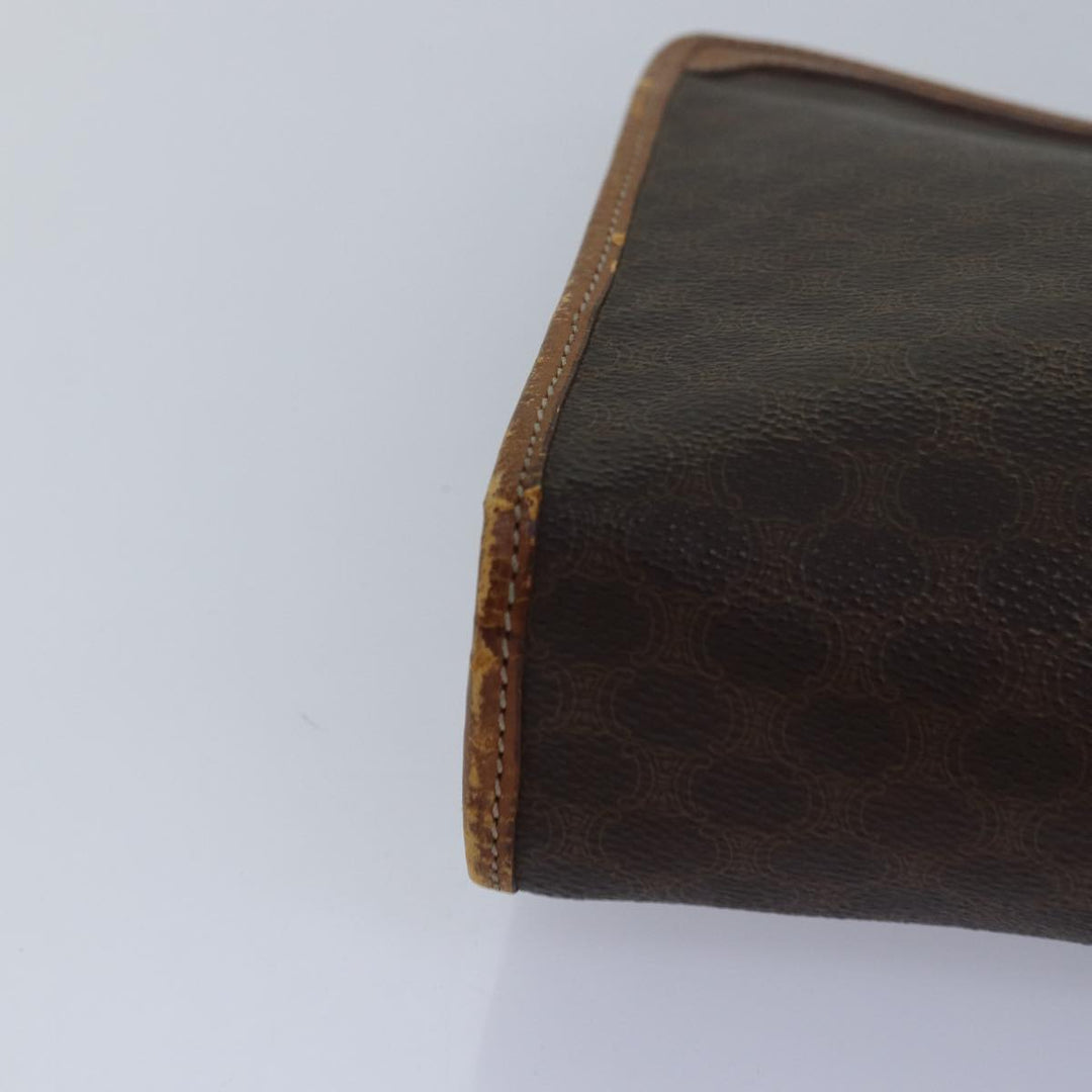 Celine Macadam Canvas Clutch Bag PVC Leather 2Set Brown Auth bs15845