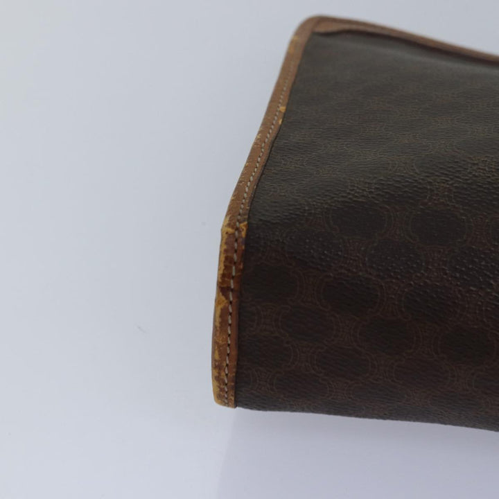 Celine Macadam Canvas Clutch Bag PVC Leather 2Set Brown Auth bs15845