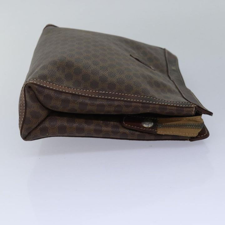 Celine Macadam Canvas Clutch Bag PVC Leather 2Set Brown Auth bs15845