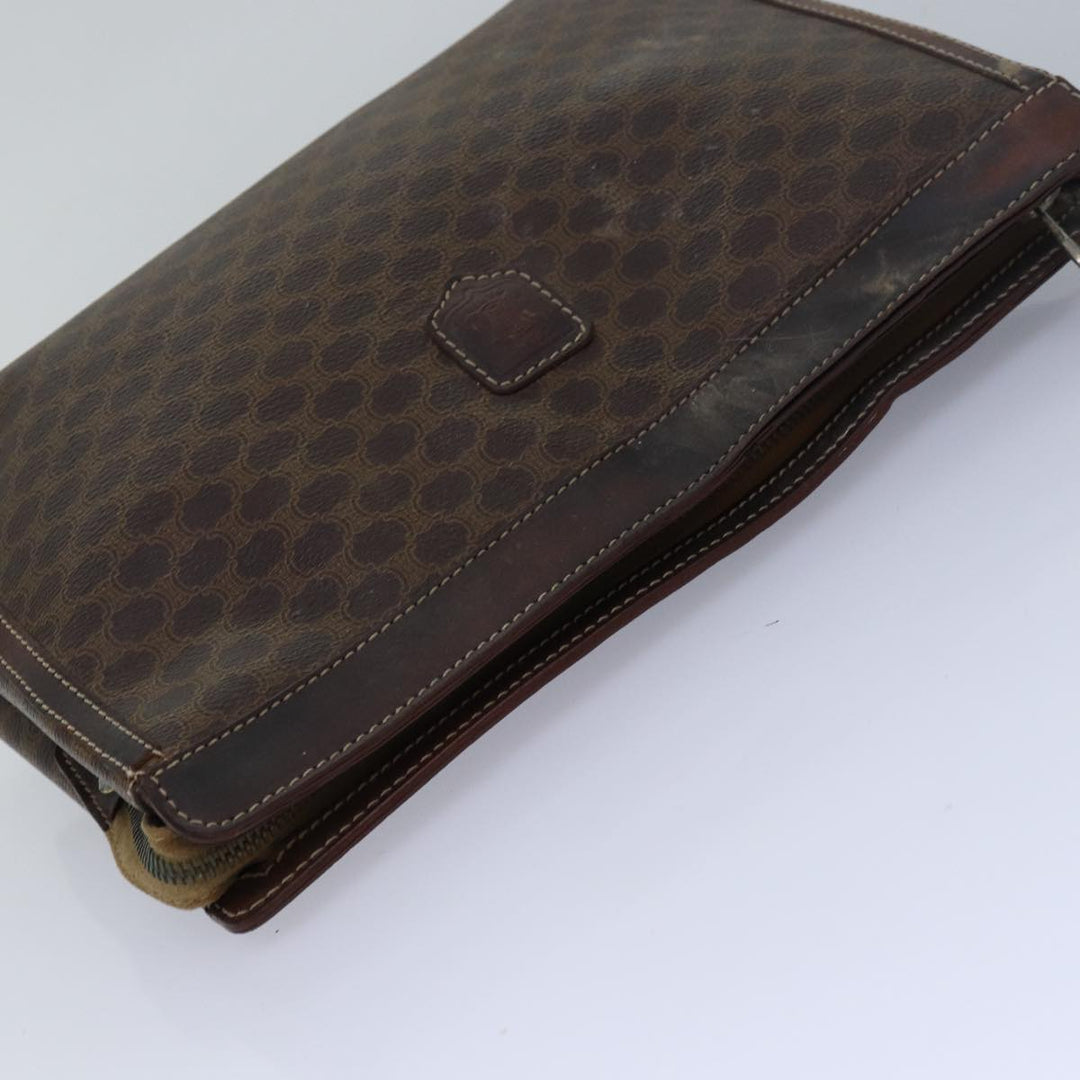 Celine Macadam Canvas Clutch Bag PVC Leather 2Set Brown Auth bs15845