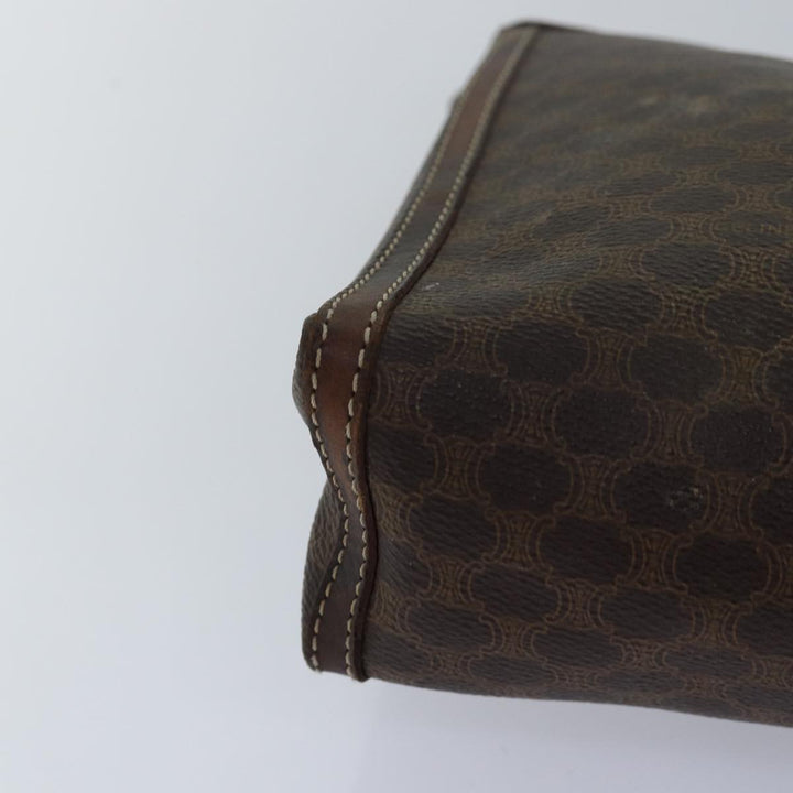 Celine Macadam Canvas Clutch Bag PVC Leather 2Set Brown Auth bs15845