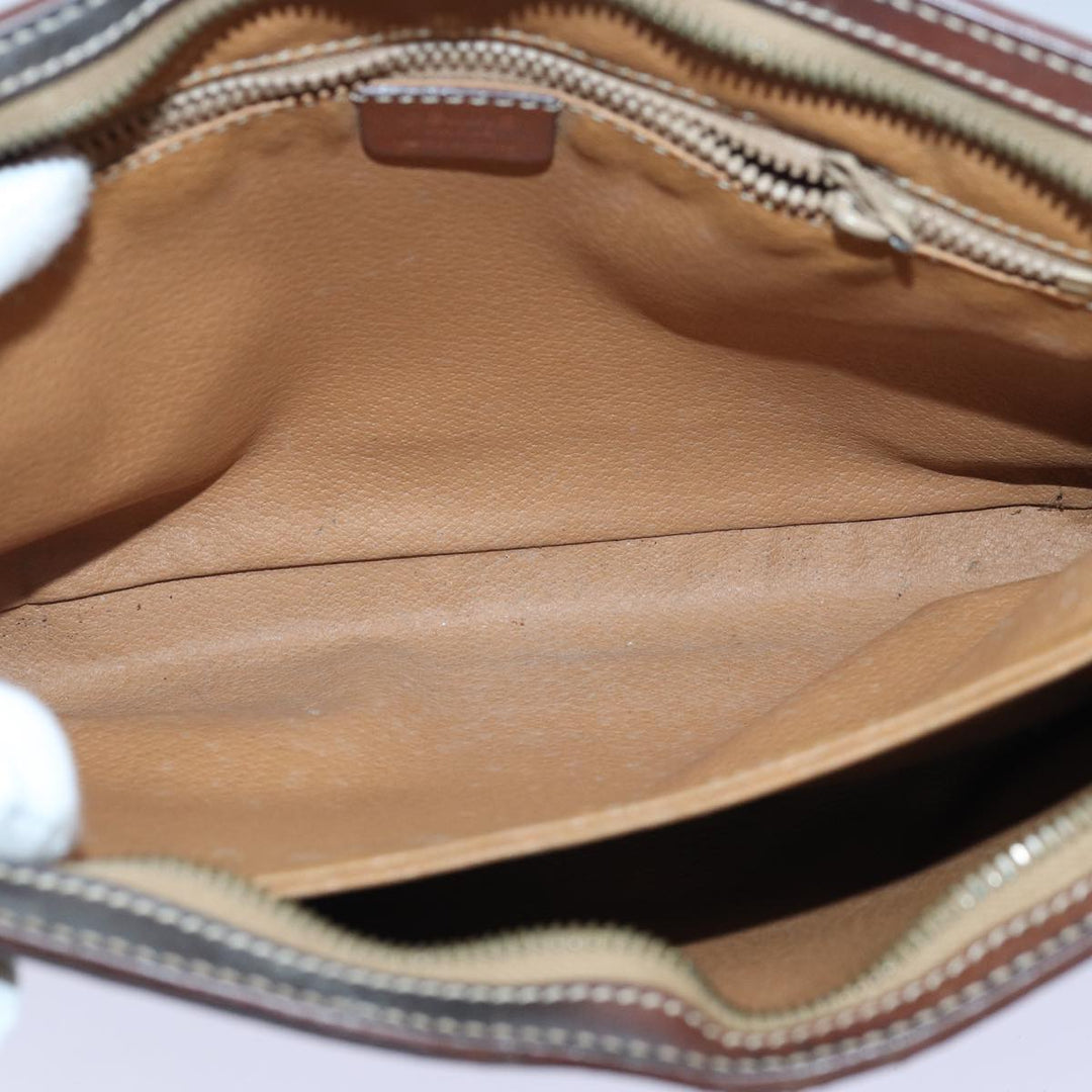 Celine Macadam Canvas Clutch Bag PVC Leather 2Set Brown Auth bs15845