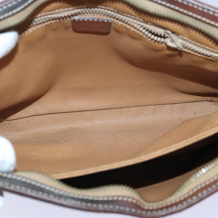 Celine Macadam Canvas Clutch Bag PVC Leather 2Set Brown Auth bs15845
