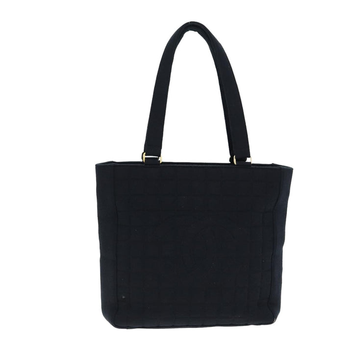 Top Quality Chanel Choco Bar Tote Bag Cotton Black CC Auth bs15847