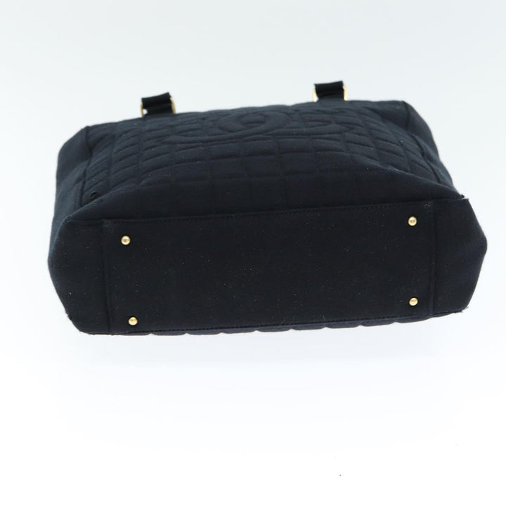 Top Quality Chanel Choco Bar Tote Bag Cotton Black CC Auth bs15847
