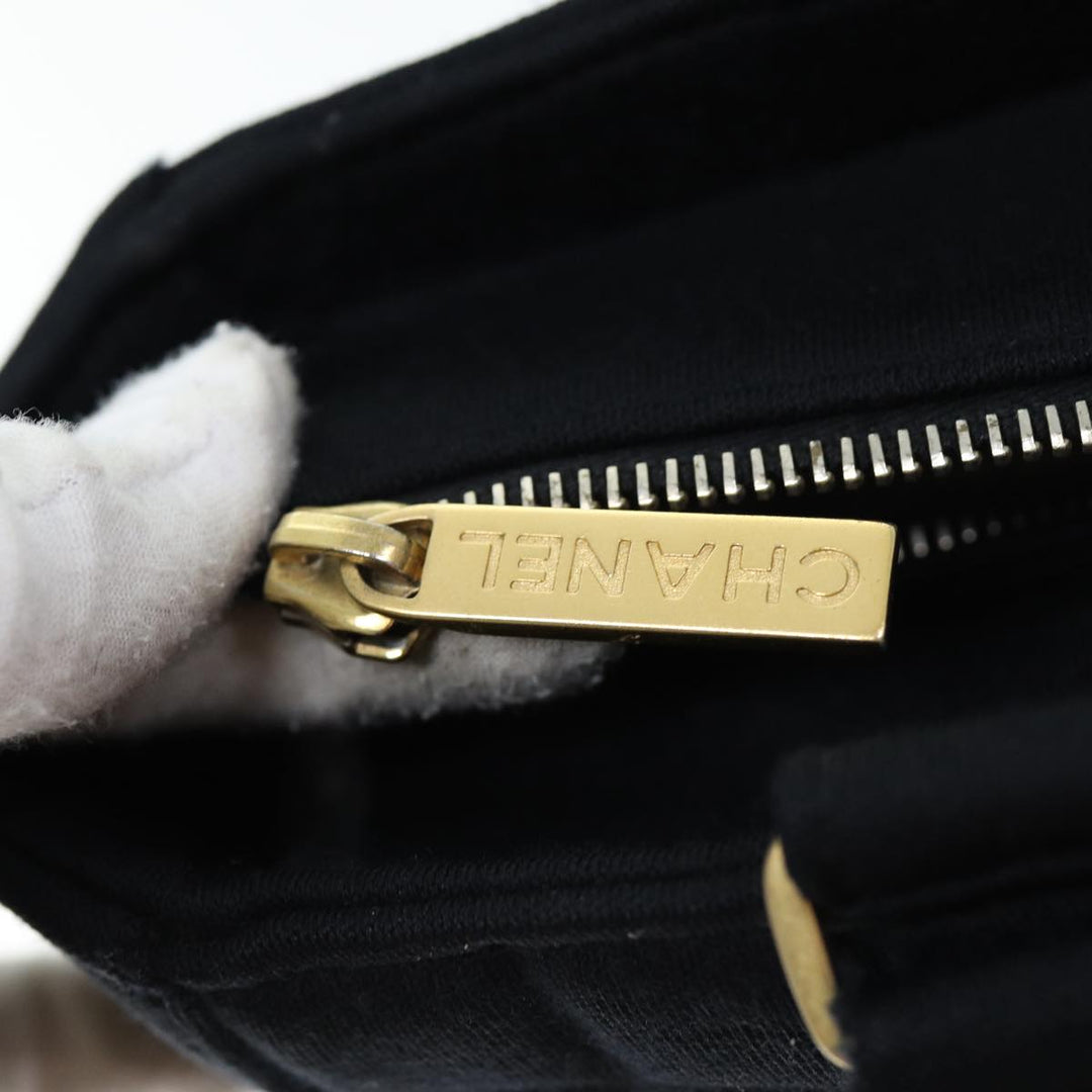 Top Quality Chanel Choco Bar Tote Bag Cotton Black CC Auth bs15847