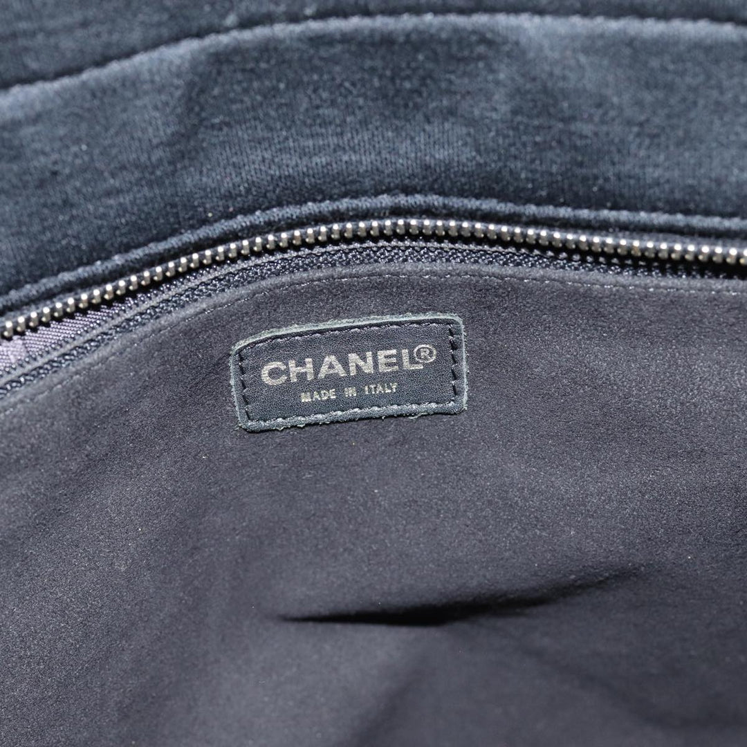 Top Quality Chanel Choco Bar Tote Bag Cotton Black CC Auth bs15847