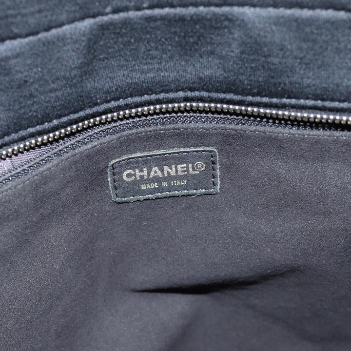 Top Quality Chanel Choco Bar Tote Bag Cotton Black CC Auth bs15847