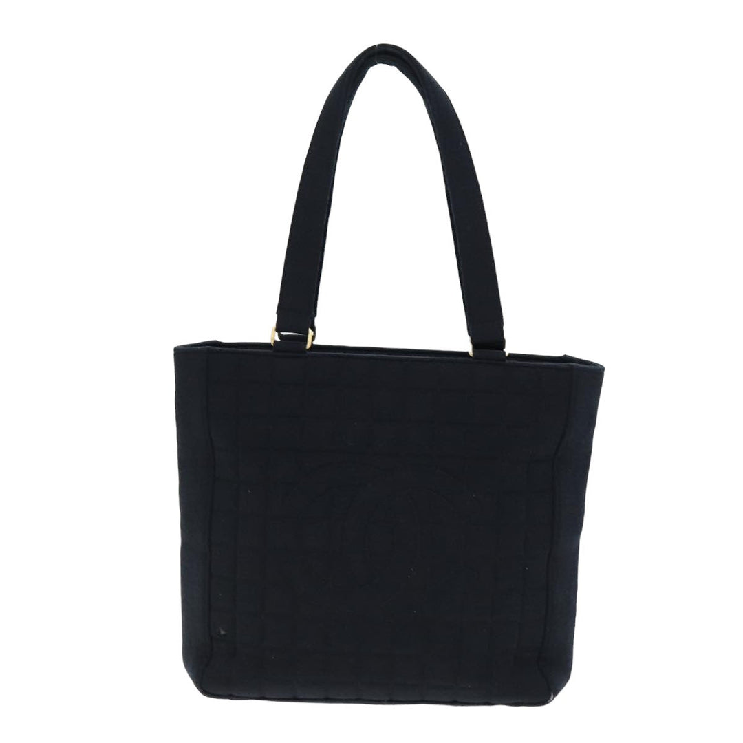 Top Quality Chanel Choco Bar Tote Bag Cotton Black CC Auth bs15847