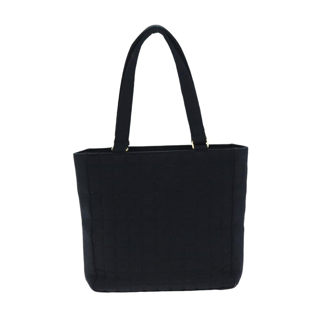 Top Quality Chanel Choco Bar Tote Bag Cotton Black CC Auth bs15847
