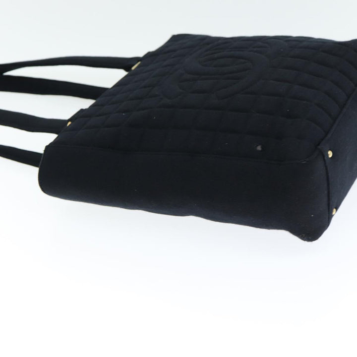 Top Quality Chanel Choco Bar Tote Bag Cotton Black CC Auth bs15847