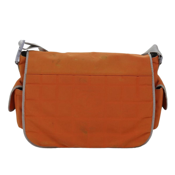 Top Quality Chanel Choco Bar Sports Line Shoulder Bag Nylon Orange CC Auth bs15857