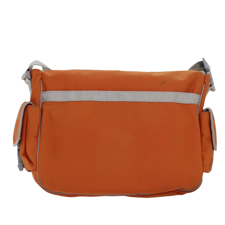 Top Quality Chanel Choco Bar Sports Line Shoulder Bag Nylon Orange CC Auth bs15857