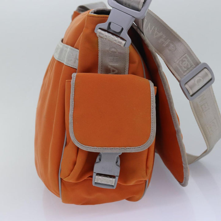 Top Quality Chanel Choco Bar Sports Line Shoulder Bag Nylon Orange CC Auth bs15857