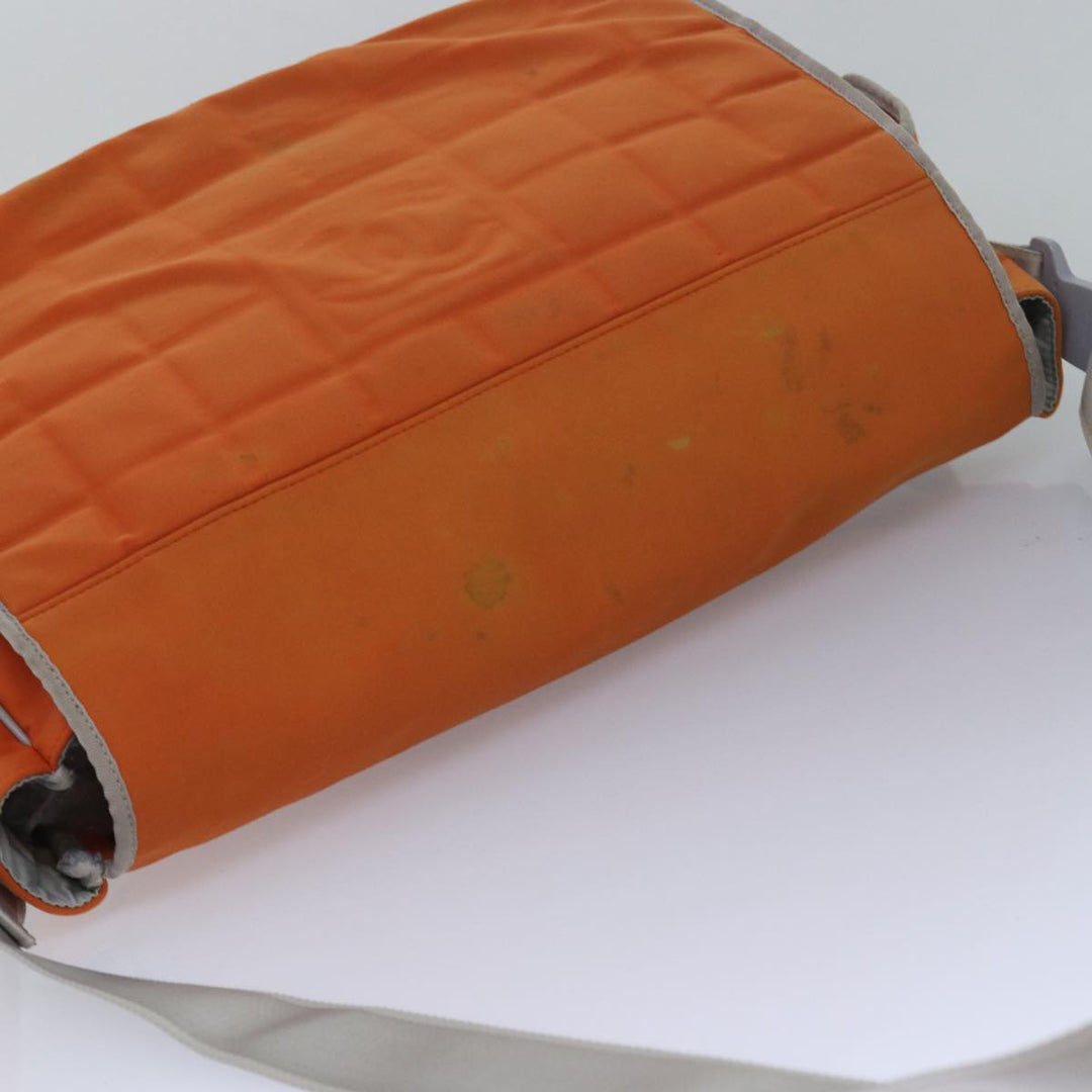 Top Quality Chanel Choco Bar Sports Line Shoulder Bag Nylon Orange CC Auth bs15857