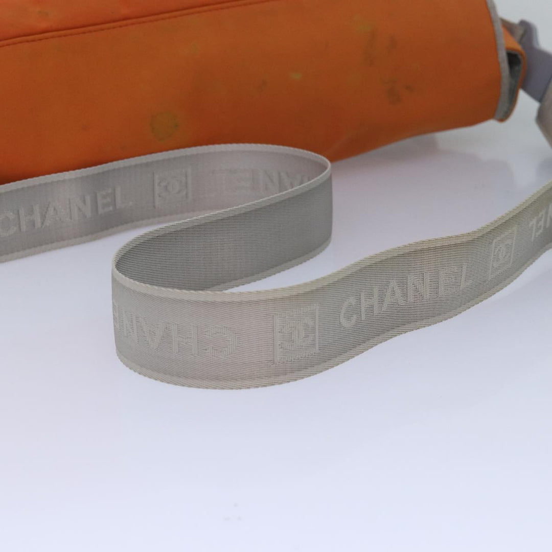 Top Quality Chanel Choco Bar Sports Line Shoulder Bag Nylon Orange CC Auth bs15857