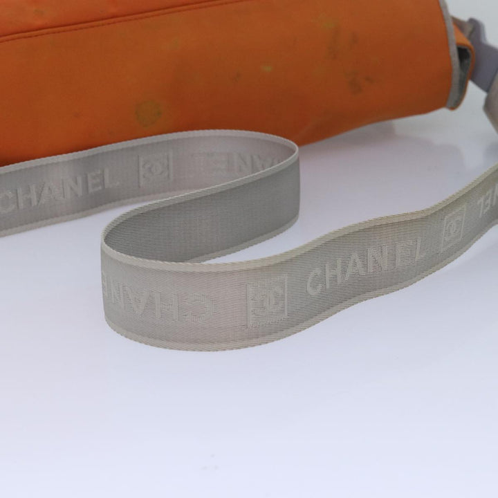 Top Quality Chanel Choco Bar Sports Line Shoulder Bag Nylon Orange CC Auth bs15857