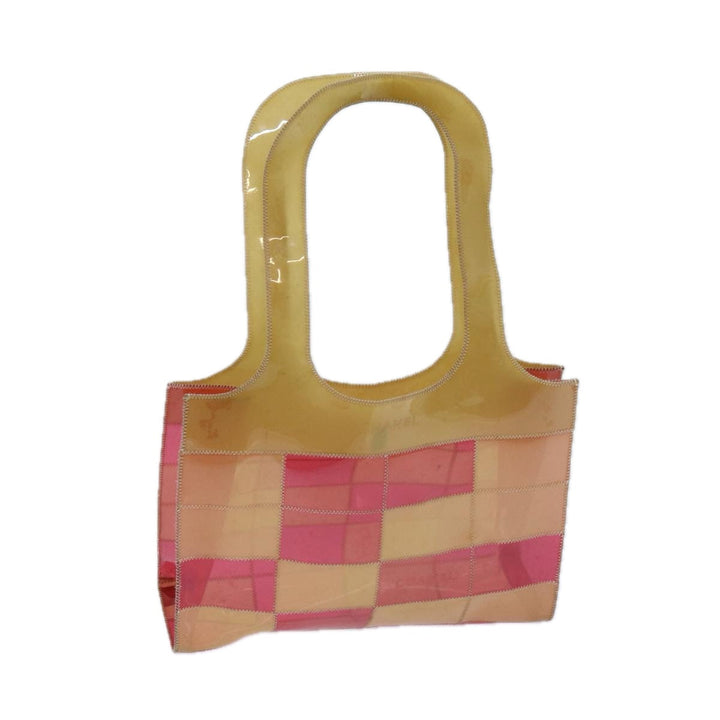 Chanel Tote Bag Vinyl Red Beige CC Auth bs15860