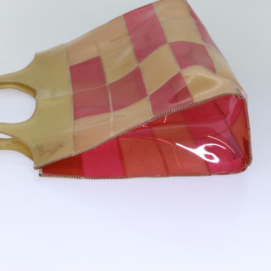 Chanel Tote Bag Vinyl Red Beige CC Auth bs15860