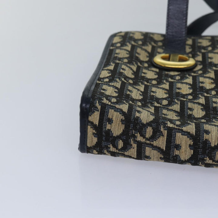 CHRISTIAN Top quality Dior Trotter Canvas Hand Bag Canvas Navy Auth bs15874