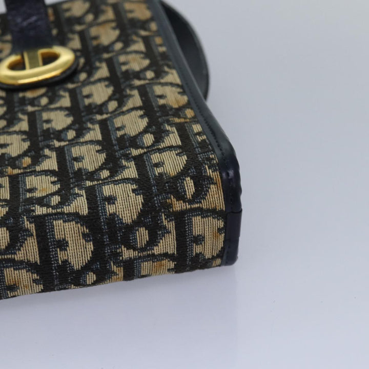 CHRISTIAN Top quality Dior Trotter Canvas Hand Bag Canvas Navy Auth bs15874