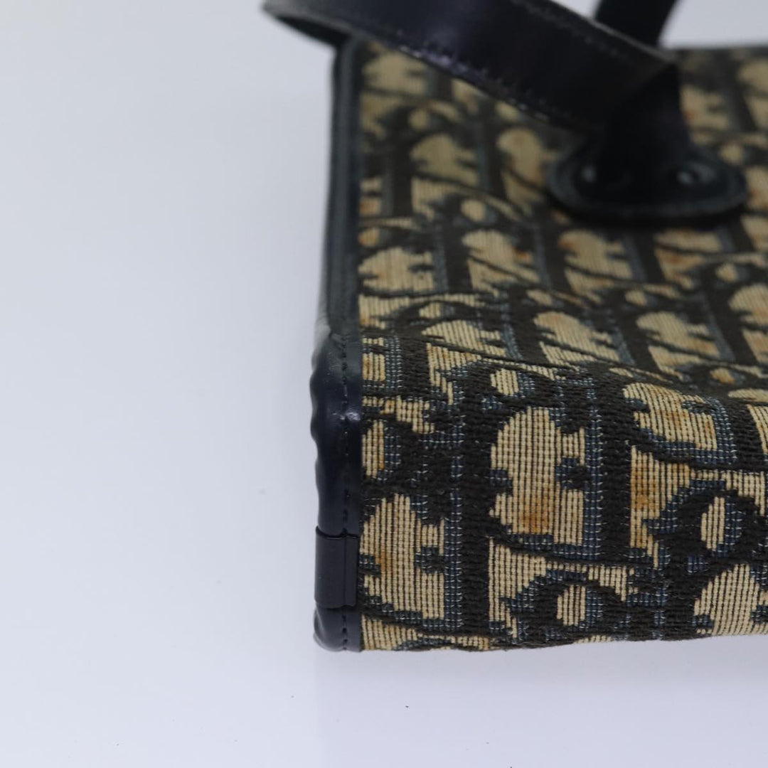 CHRISTIAN Top quality Dior Trotter Canvas Hand Bag Canvas Navy Auth bs15874