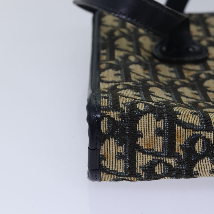 CHRISTIAN Top quality Dior Trotter Canvas Hand Bag Canvas Navy Auth bs15874