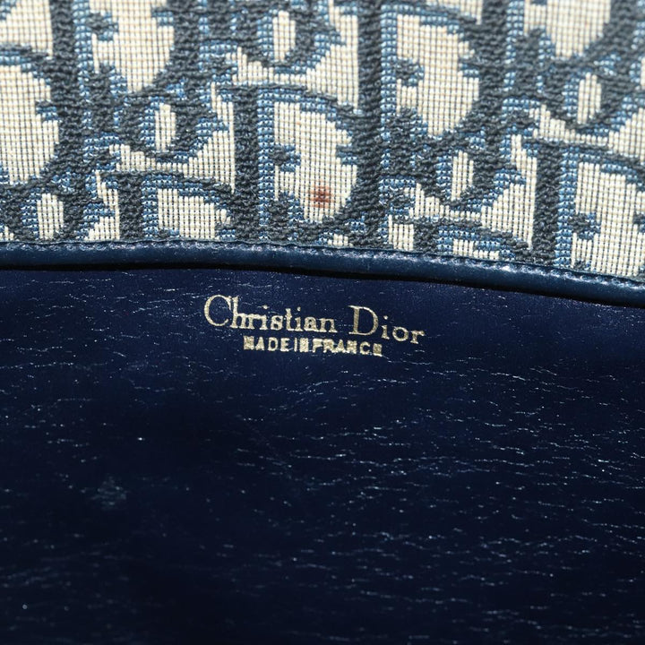CHRISTIAN Top quality Dior Trotter Canvas Hand Bag Canvas Navy Auth bs15874