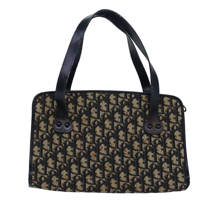 CHRISTIAN Top quality Dior Trotter Canvas Hand Bag Canvas Navy Auth bs15874