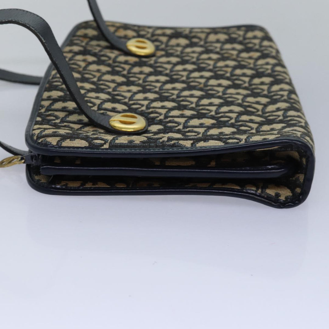CHRISTIAN Top quality Dior Trotter Canvas Hand Bag Canvas Navy Auth bs15874