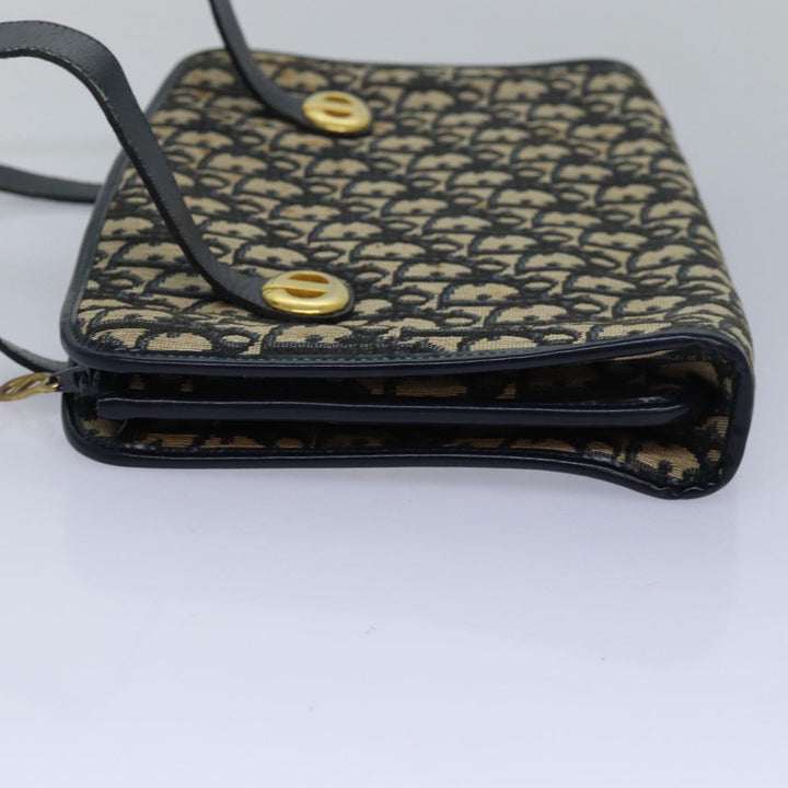 CHRISTIAN Top quality Dior Trotter Canvas Hand Bag Canvas Navy Auth bs15874