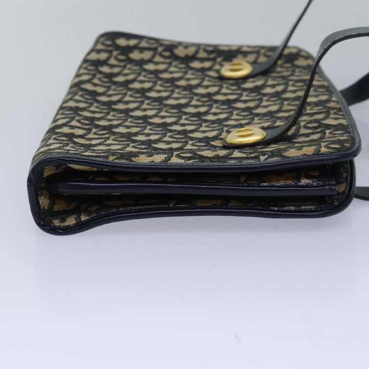 CHRISTIAN Top quality Dior Trotter Canvas Hand Bag Canvas Navy Auth bs15874