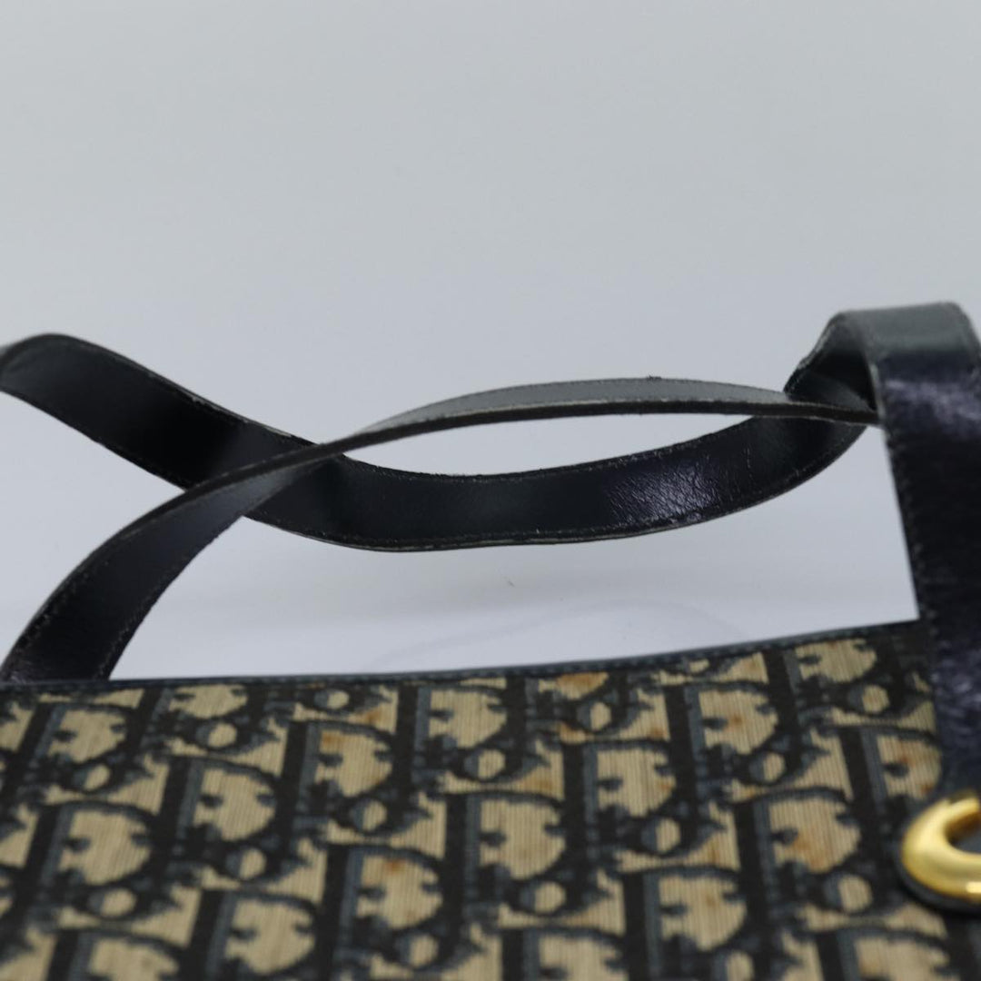 CHRISTIAN Top quality Dior Trotter Canvas Hand Bag Canvas Navy Auth bs15874