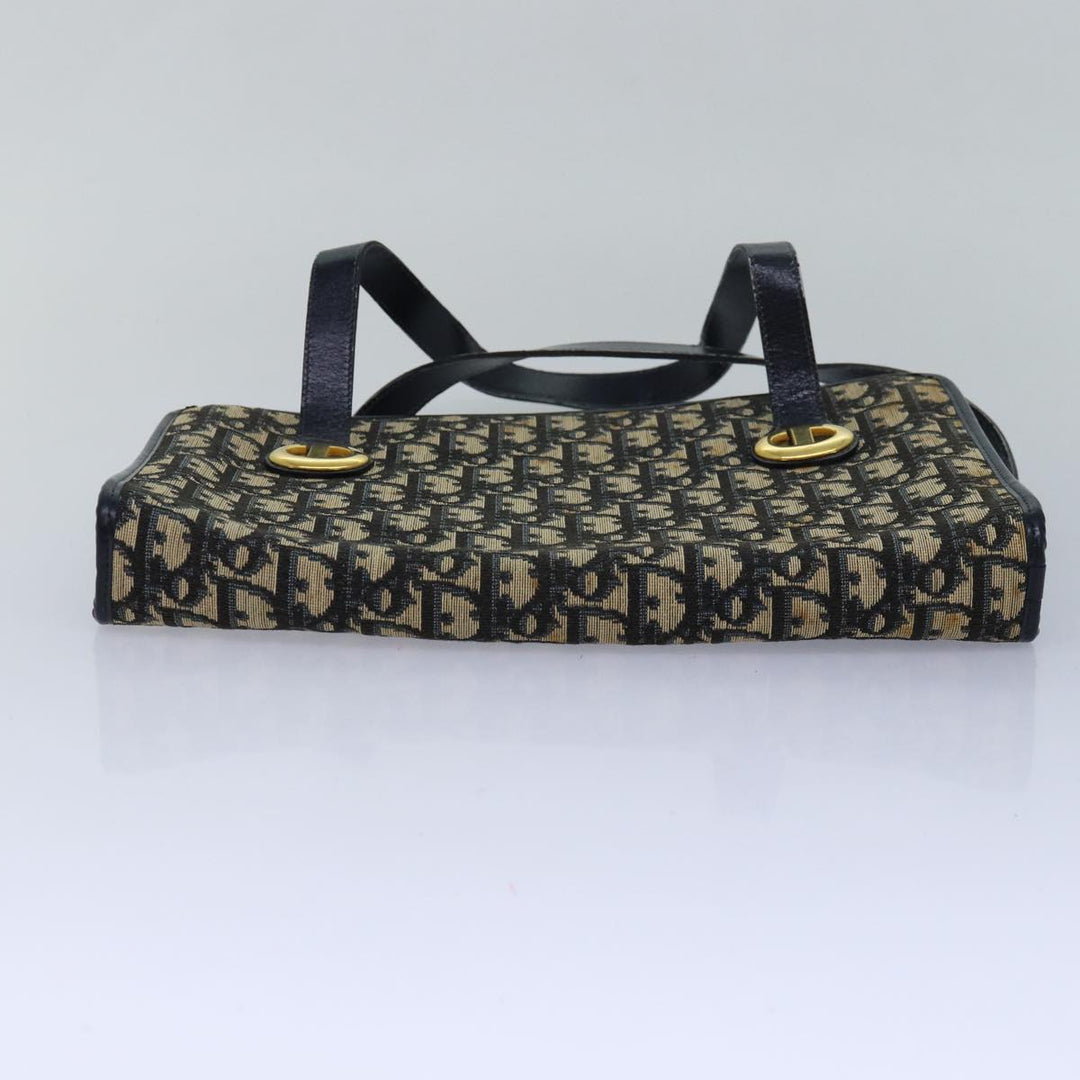 CHRISTIAN Top quality Dior Trotter Canvas Hand Bag Canvas Navy Auth bs15874