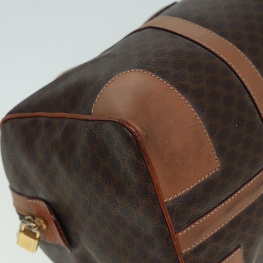 Celine Macadam Canvas Boston Bag PVC Leather Brown Auth bs15893