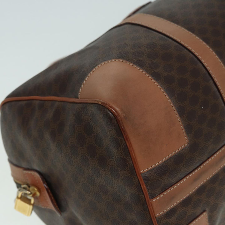 Celine Macadam Canvas Boston Bag PVC Leather Brown Auth bs15893