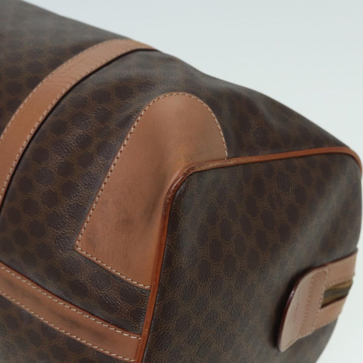 Celine Macadam Canvas Boston Bag PVC Leather Brown Auth bs15893