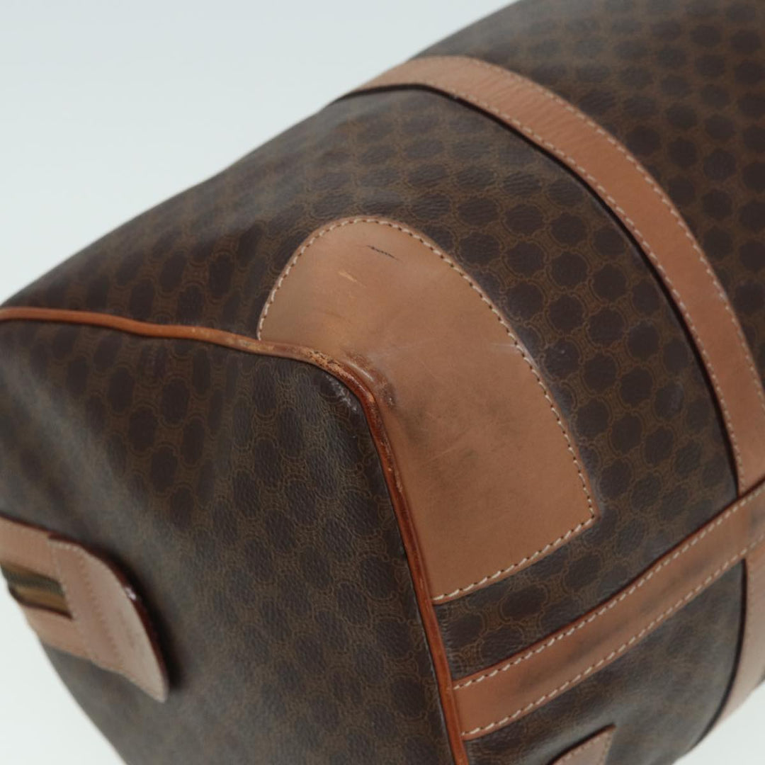 Celine Macadam Canvas Boston Bag PVC Leather Brown Auth bs15893