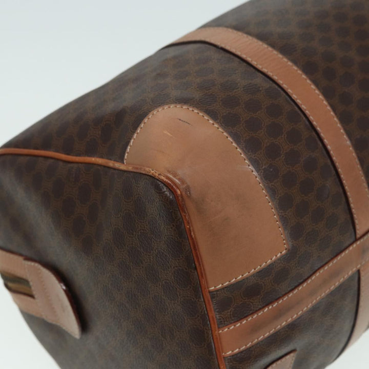 Celine Macadam Canvas Boston Bag PVC Leather Brown Auth bs15893