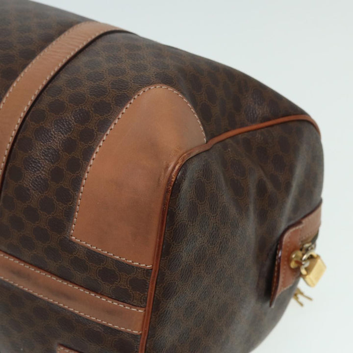 Celine Macadam Canvas Boston Bag PVC Leather Brown Auth bs15893