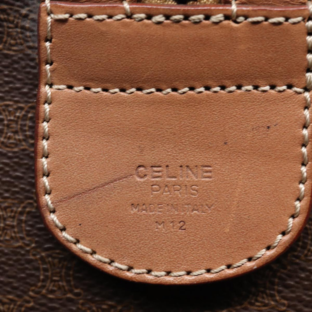 Celine Macadam Canvas Boston Bag PVC Leather Brown Auth bs15893