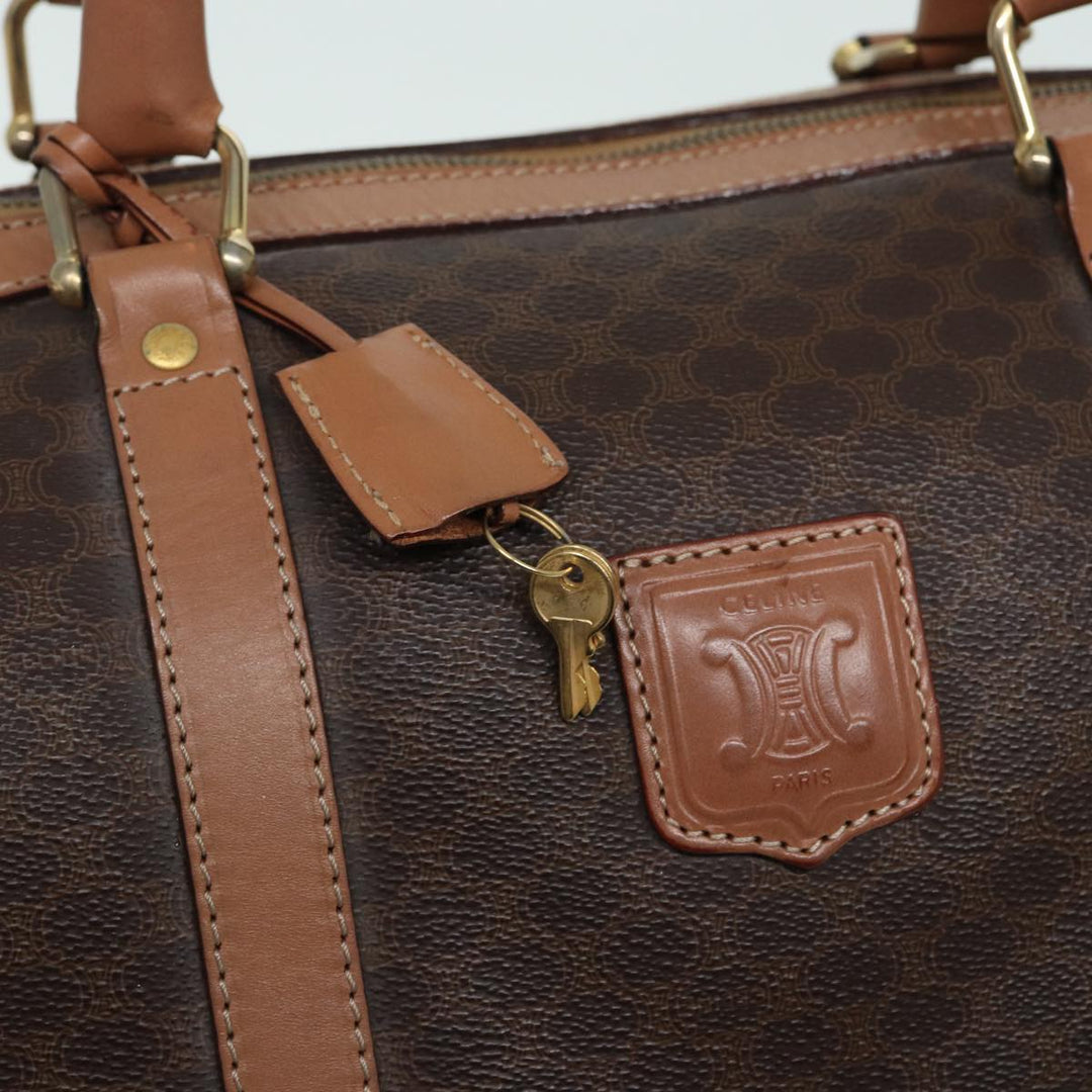 Celine Macadam Canvas Boston Bag PVC Leather Brown Auth bs15893