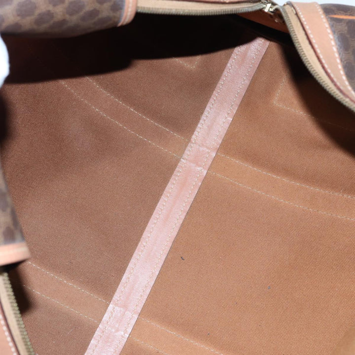 Celine Macadam Canvas Boston Bag PVC Leather Brown Auth bs15893