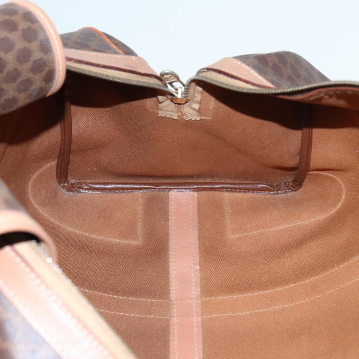 Celine Macadam Canvas Boston Bag PVC Leather Brown Auth bs15893